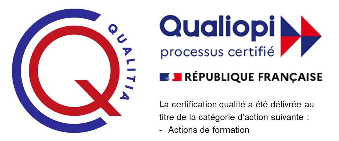 Certification Qualiopi - La certification a été délivrée au titre de la catégorie d'action suivante : Actions de formation